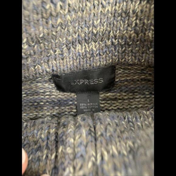 Express Mens Sz L Full Zip Sweater Jacket y2k Chunky Heavy Grunge Academia Green - Picture 2 of 11